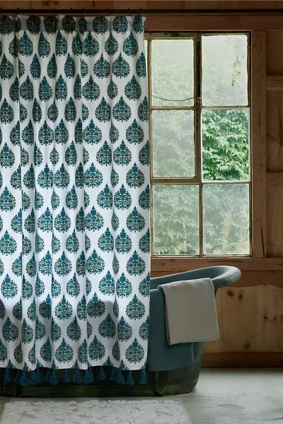 John Robshaw Textiles John Robshaw Bilva Peacock Shower Curtain In Multi