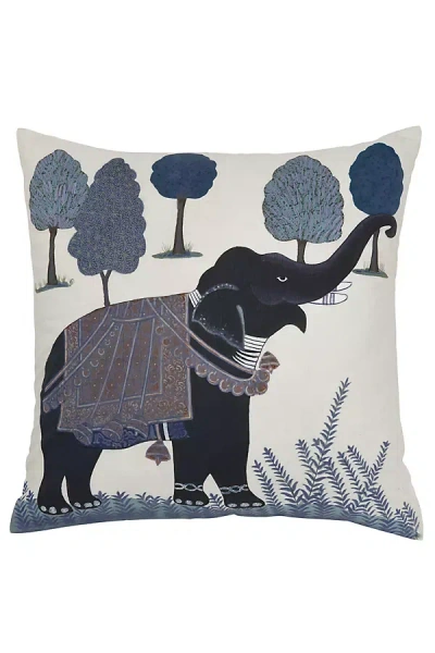 John Robshaw Textiles John Robshaw Indigo Elephant Decorative Pillow Cover In Black