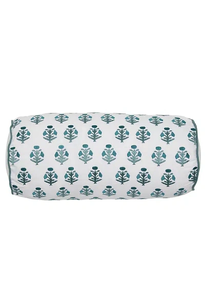John Robshaw Textiles John Robshaw Myrthi Peacock Mini Bolster Decorative Pillow Cover In Gray