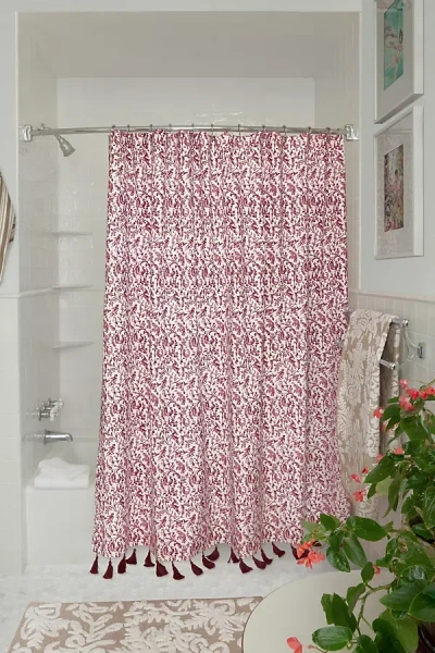 John Robshaw Textiles John Robshaw Taani Berry Shower Curtain In Pink