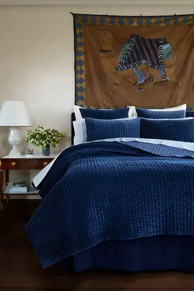 John Robshaw Textiles John Robshaw Velvet Coverlet In Blue