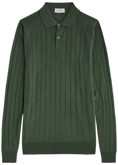 John Smedley Ade Wool Polo Shirt In Green