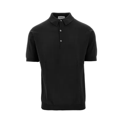 John Smedley Short Sleeve Polo Shirt In Black