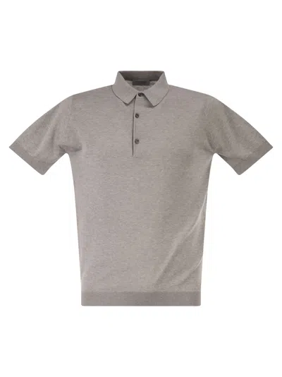 John Smedley Adrian Cotton Short Sleeved Polo Shirt In Gray