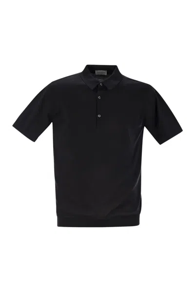 John Smedley Adrian - Cotton Short-sleeved Polo Shirt In Black