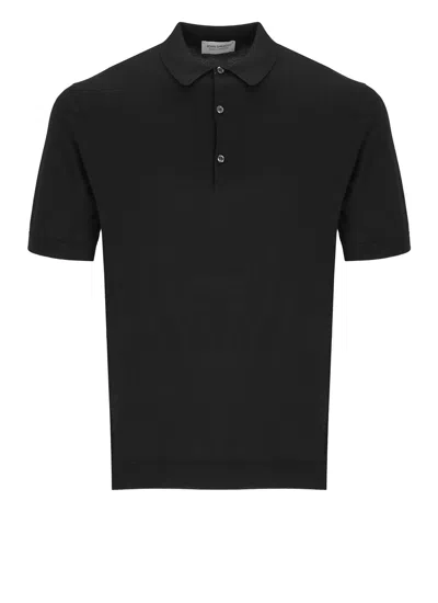 John Smedley Adrian Tailored Black Knit Polo Shirt