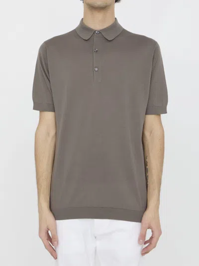 John Smedley Adrian Polo Shirt In Beige Musk