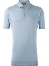 John Smedley Polo Shirt With Ribbed Collar And Hem In Blue