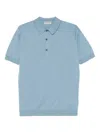 John Smedley Light Blue Isis Polo In Cotton In Blue