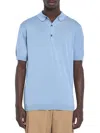 John Smedley Light Blue Isis Polo In Cotton In Sea Glass