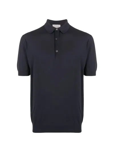 John Smedley "adrian" Short Sleeves Shirt In Blue