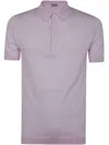John Smedley Light Pink Cotton T-shirt With Front Button Placket In Multicolor