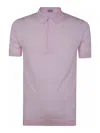 John Smedley Light Pink Cotton T-shirt With Front Button Placket In Pink