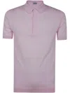 John Smedley Light Pink Cotton T-shirt With Front Button Placket In Soft Pink