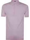 John Smedley Light Pink Cotton T-shirt With Front Button Placket In Purple
