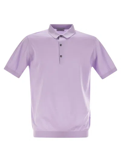 John Smedley Adrian Cotton Short Sleeved Polo Shirt In Lilac