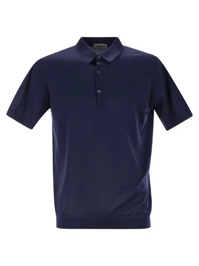 John Smedley Adrian Cotton Short Sleeved Polo Shirt In Navy