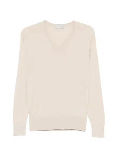 John Smedley Anne V-neck Sweater In White