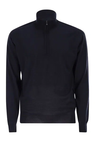 John Smedley Mens Hepburn Smoke High-neck Merino-wool Jumper In Black