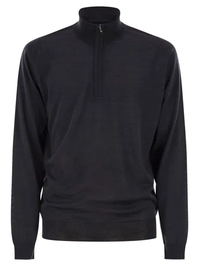 John Smedley Mens Hepburn Smoke High-neck Merino-wool Jumper In Black
