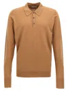 John Smedley 'dorset' Long Sleeves Polo Shirt In Beige