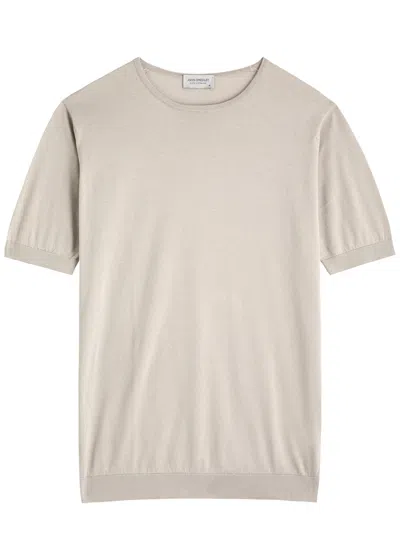 John Smedley Belden Knitted Cotton T-shirt In Beige