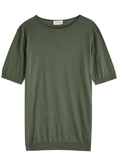 John Smedley Belden Knitted Cotton T-shirt In Dark Green