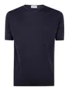 John Smedley Plain Crew Neck T-shirt Short Sleeves In Blue