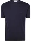 John Smedley Plain Crew Neck T-shirt Short Sleeves In Blue