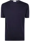 John Smedley Plain Crew Neck T-shirt Short Sleeves In Navy