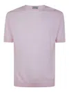 John Smedley Short Sleeves Crew Neck T-shirt In Pink
