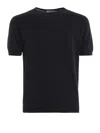 John Smedley 'lorca' Crewneck Short Sleeve Sea Island Cotton Knit T-shirt In Navy