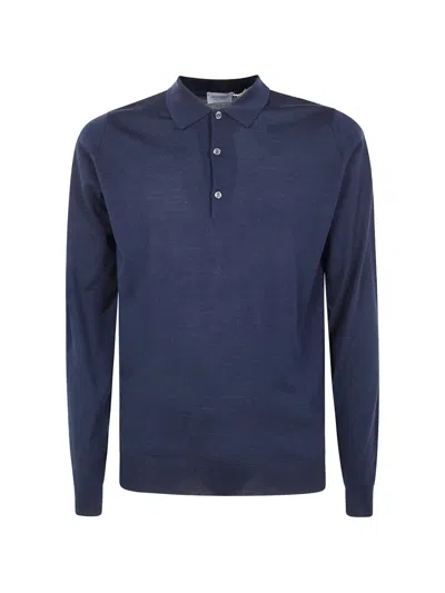 John Smedley Belper Long Sleeve Knitted Shirt In Blue