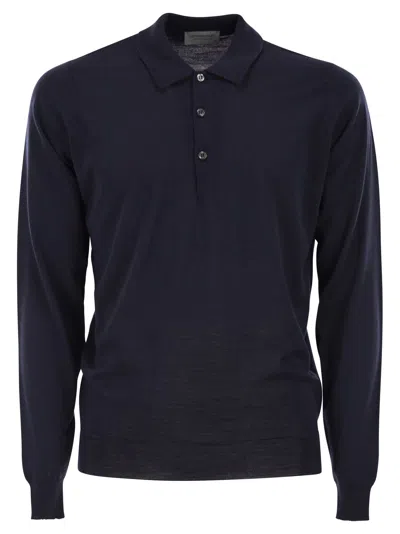 John Smedley Belper Extra Fine Merino Wool Polo Shirt In Blue