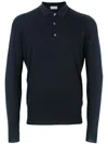 John Smedley Belper Buttoned Knitted Polo Shirt In Blue