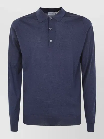 John Smedley Belper Long Sleeve Knitted Shirt In Blue