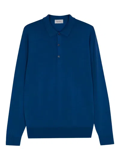 John Smedley Belper Long-sleeve Polo Shirt In Blue