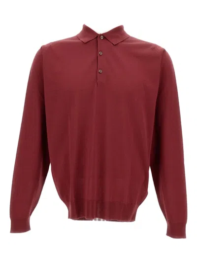 John Smedley Belper Long-sleeve Polo Shirt In Brown