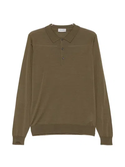 John Smedley Belper Long-sleeve Knitted Polo Shirt In Green