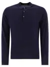 John Smedley Long Sleeve Polo Featuring Ribbed Cuffs In Blue