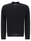John Smedley Polo Shirt Ribbed Collar Cuffs Hem In Black