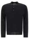 John Smedley Polo Shirt Ribbed Collar Cuffs Hem In Black