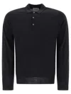 John Smedley Polo Shirt Ribbed Collar Cuffs Hem In Black