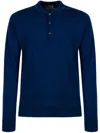John Smedley Long Sleeve Polo Collar Sweater In Blue
