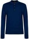 John Smedley Long Sleeve Polo Collar Sweater In Blue