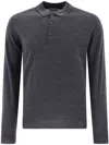 John Smedley Belper Extrafine Wool Knit Polo Sweater In Charcoal