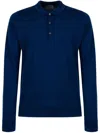 John Smedley Long Sleeve Polo Collar Sweater In Blue