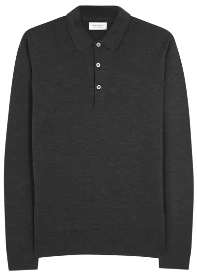 John Smedley Belper Wool Polo Shirt In Grey