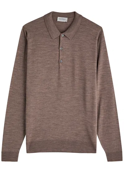 John Smedley Belper Wool Polo Shirt In Taupe