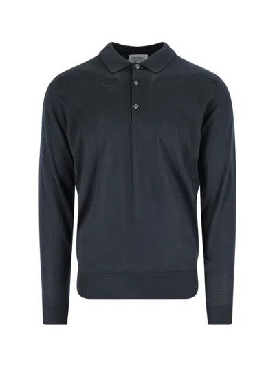 John Smedley Black Bepler Extra-fine Merino Wool Polo Shirt In Gray